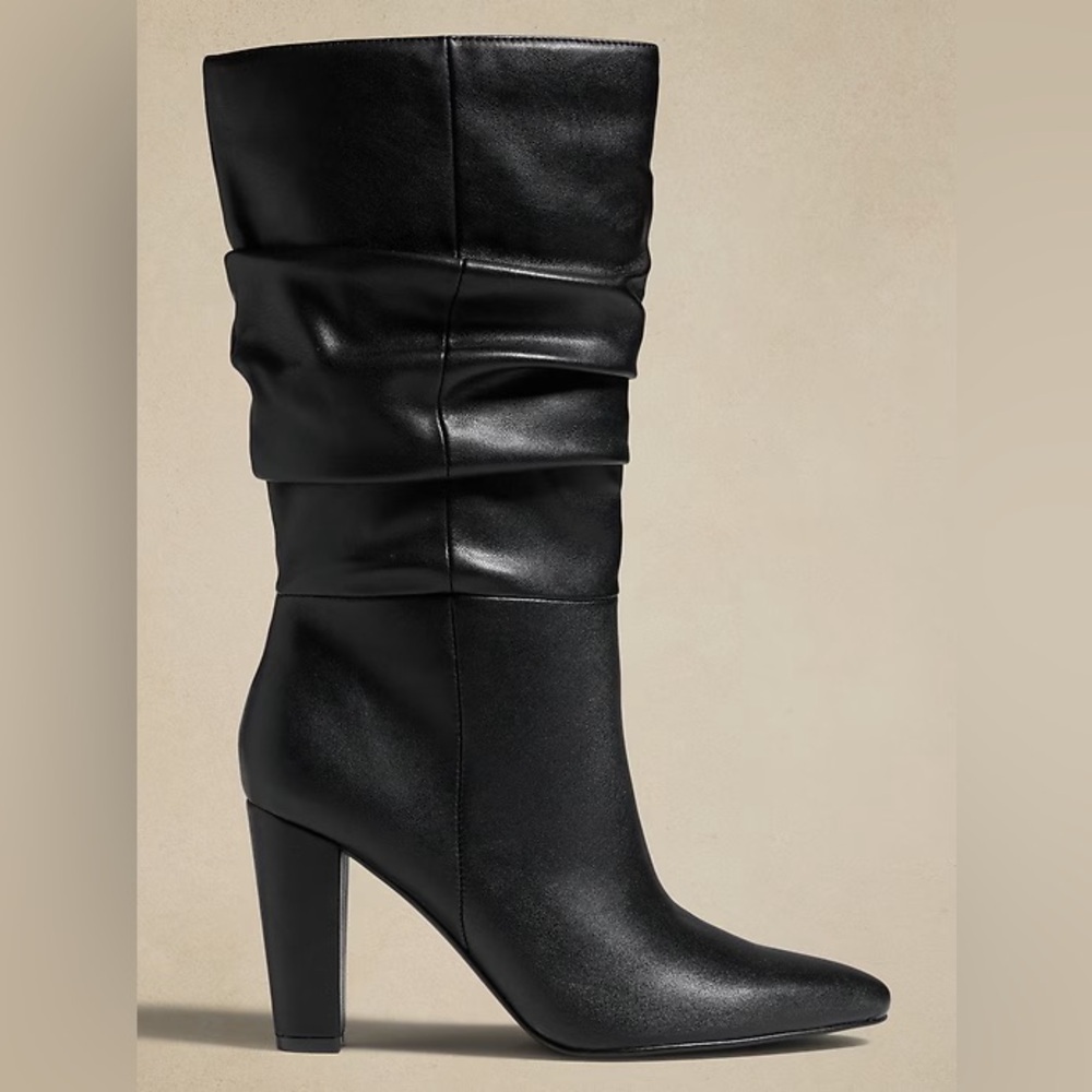 NWT! BANANA REPUBLIC | Black Vegan Leather Slouchy Boots 🪵